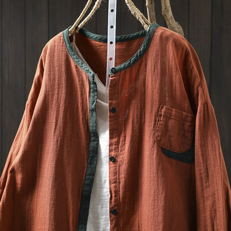 Camicia da donna in cotone a maniche lunghe con bottoni a contrasto Buddha Stones Spring - image 13