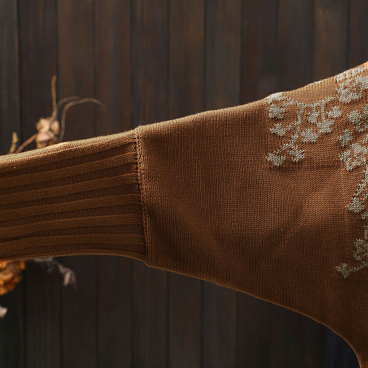 Cardigan lavorato a maglia con maniche a pipistrello lunghe in cotone con bottoni floreali Buddha Stones da donna - image 10