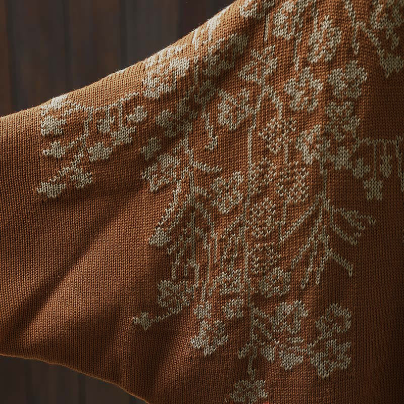 Cardigan lavorato a maglia con maniche a pipistrello lunghe in cotone con bottoni floreali Buddha Stones da donna - image 11