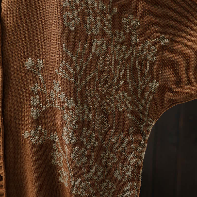 Cardigan lavorato a maglia con maniche a pipistrello lunghe in cotone con bottoni floreali Buddha Stones da donna - image 12