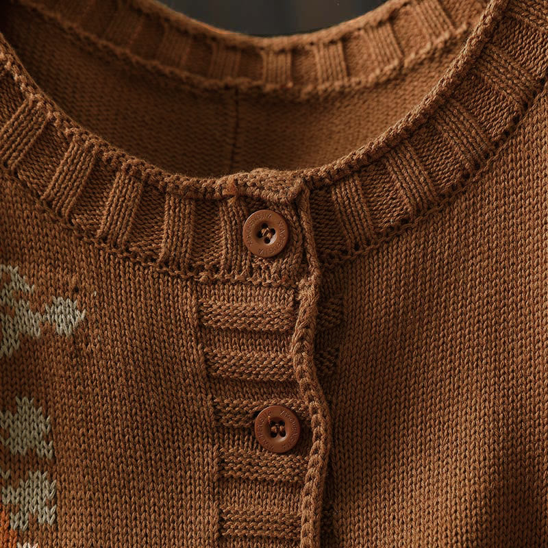 Cardigan lavorato a maglia con maniche a pipistrello lunghe in cotone con bottoni floreali Buddha Stones da donna - image 7