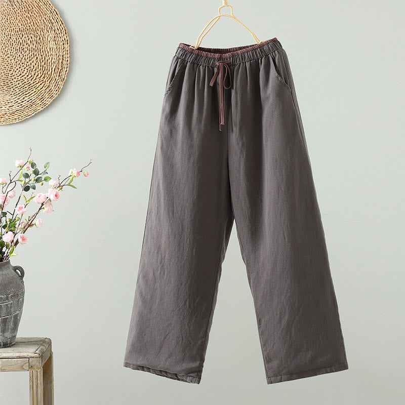 Pantaloni da donna in cotone e lino con coulisse a contrasto, modello Buddha Stones, con tasche e gamba larga - Grigio scuro - US8-10, UK/AU12-14, EU40-42 (2XL) - image 17