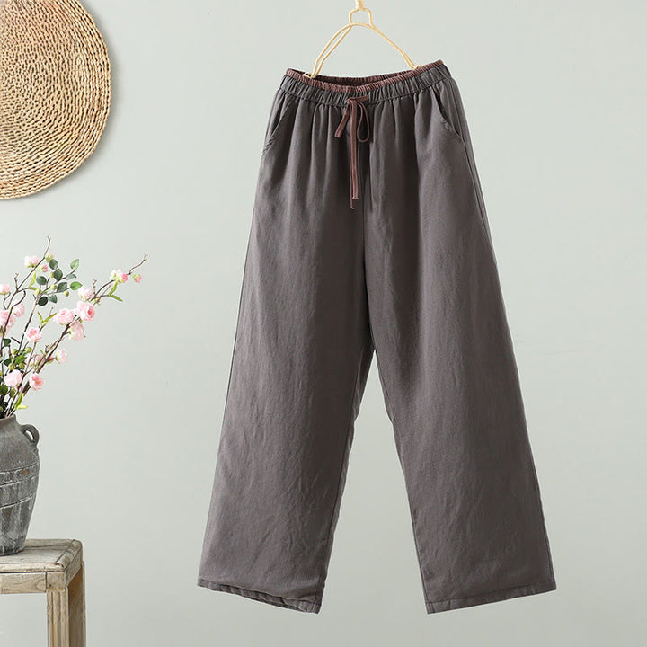 Pantaloni da donna in cotone e lino con coulisse a contrasto, modello Buddha Stones, con tasche e gamba larga - Grigio scuro - US8-10, UK/AU12-14, EU40-42 (2XL) - image 17