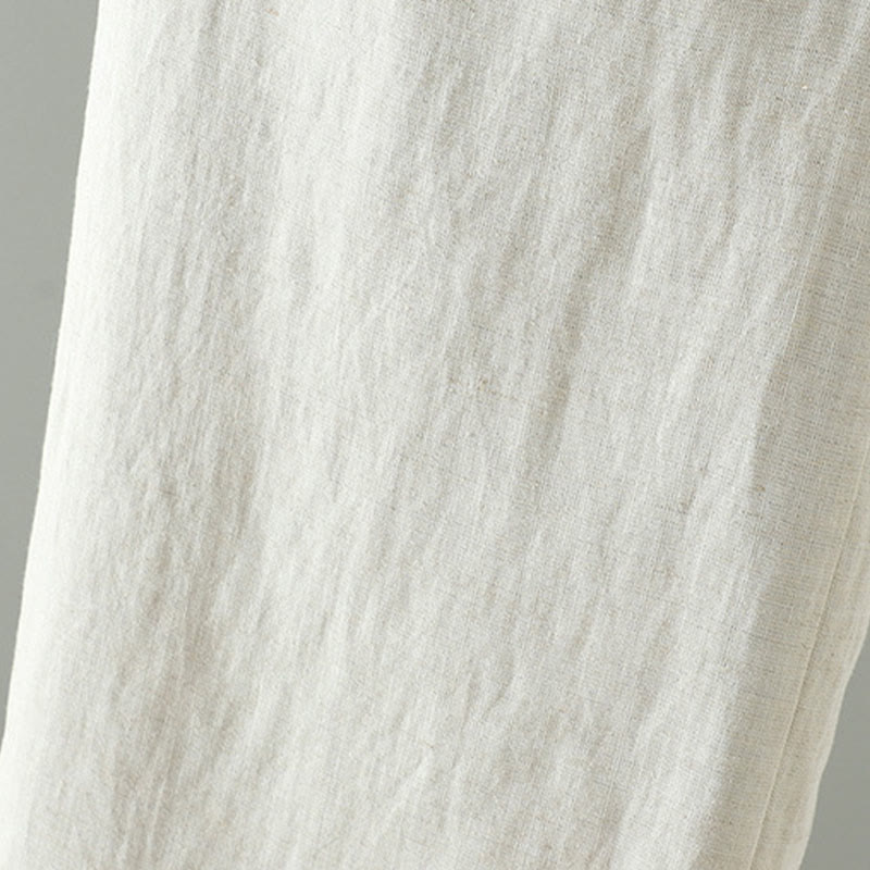 Pantaloni da donna in cotone e lino con coulisse a contrasto, modello Buddha Stones, con tasche e gamba larga - image 13