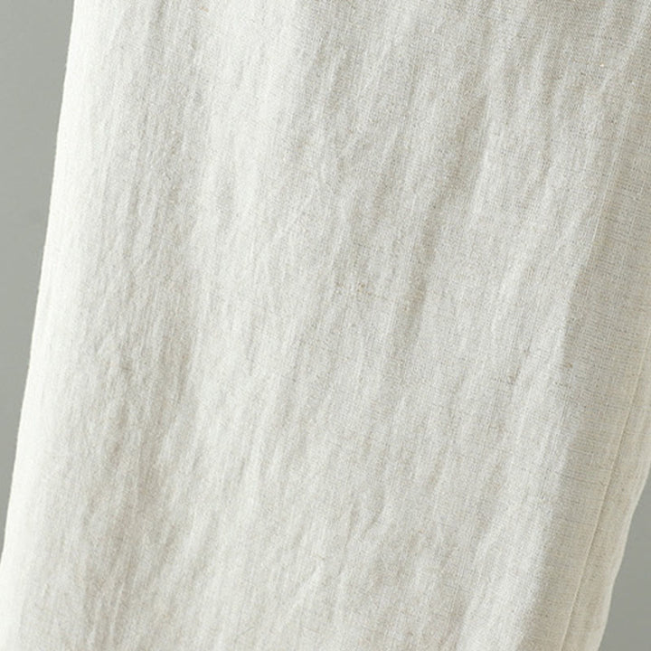 Pantaloni da donna in cotone e lino con coulisse a contrasto, modello Buddha Stones, con tasche e gamba larga - image 13