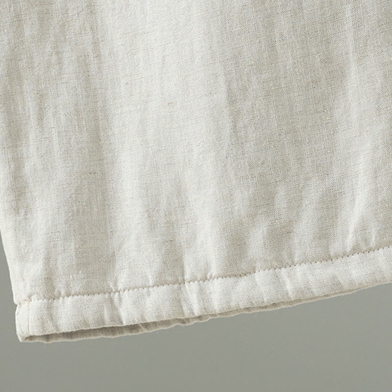 Pantaloni da donna in cotone e lino con coulisse a contrasto, modello Buddha Stones, con tasche e gamba larga - image 16