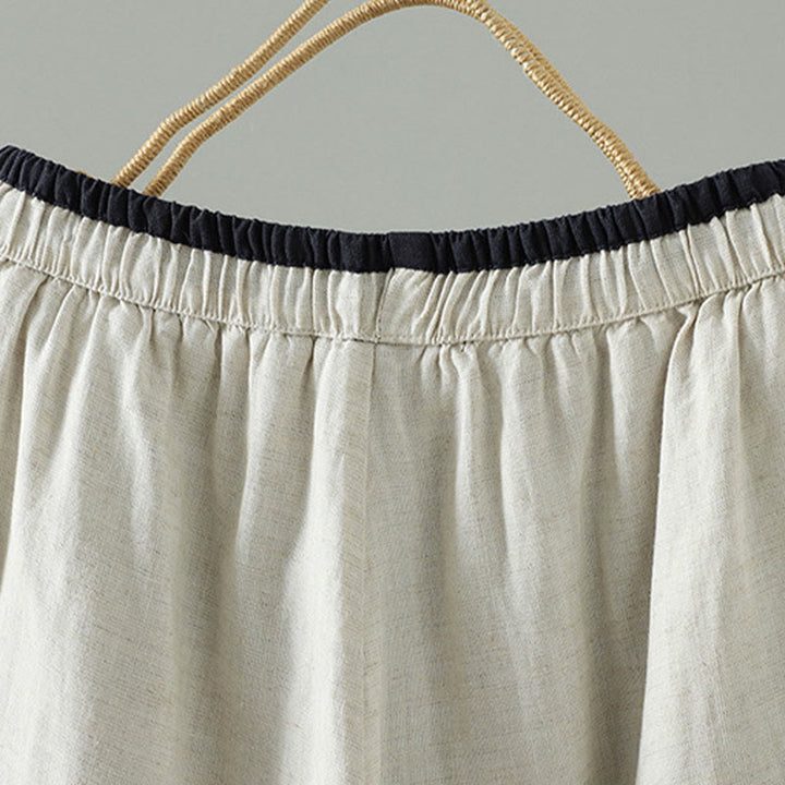 Pantaloni da donna in cotone e lino con coulisse a contrasto, modello Buddha Stones, con tasche e gamba larga - image 9