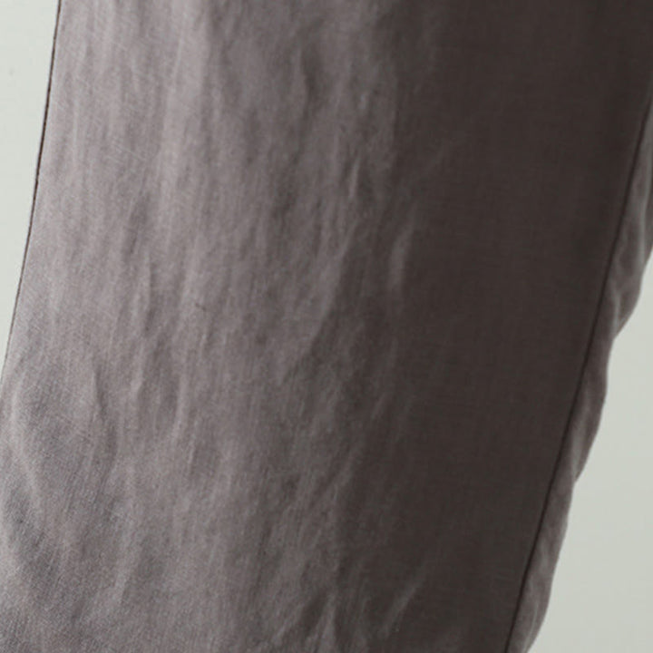 Pantaloni da donna in cotone e lino con coulisse a contrasto, modello Buddha Stones, con tasche e gamba larga - image 21