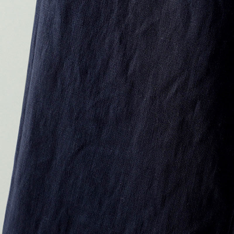 Pantaloni da donna in cotone e lino con coulisse a contrasto, modello Buddha Stones, con tasche e gamba larga - image 4