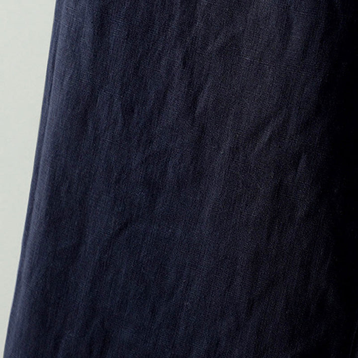 Pantaloni da donna in cotone e lino con coulisse a contrasto, modello Buddha Stones, con tasche e gamba larga - image 4