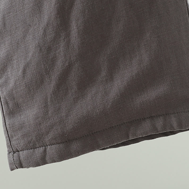 Pantaloni da donna in cotone e lino con coulisse a contrasto, modello Buddha Stones, con tasche e gamba larga - image 22