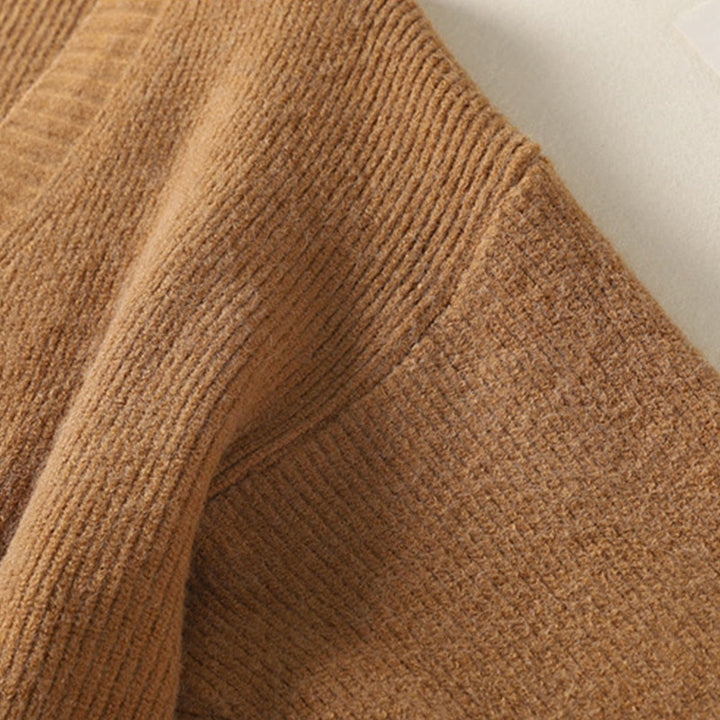 Cardigan lavorato a maglia a maniche lunghe in cotone con scollo a V e bottoni invernali Buddha Stones da donna - image 7