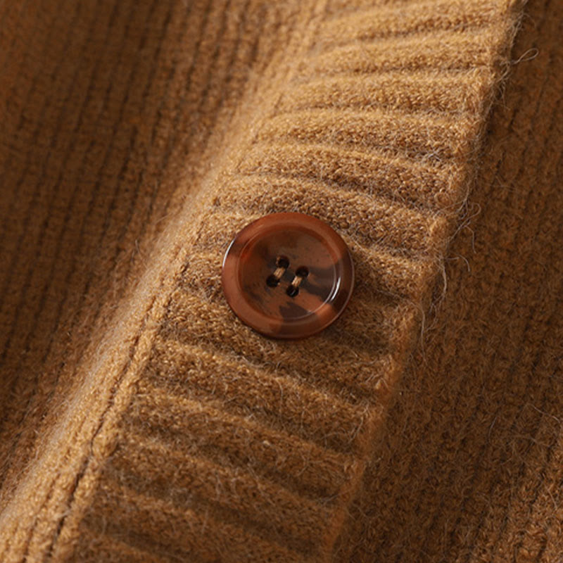 Cardigan lavorato a maglia a maniche lunghe in cotone con scollo a V e bottoni invernali Buddha Stones da donna - image 9