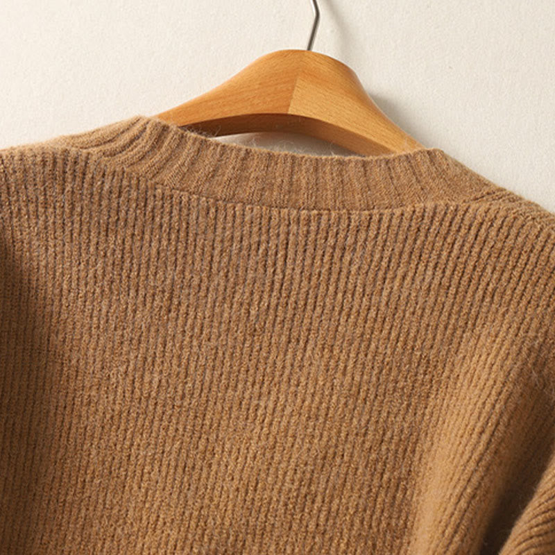 Cardigan lavorato a maglia a maniche lunghe in cotone con scollo a V e bottoni invernali Buddha Stones da donna - image 6