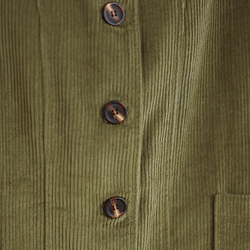 Giacca da donna in velluto a coste con maniche lunghe, tasche e bottoni con motivo Buddha Stones - image 15