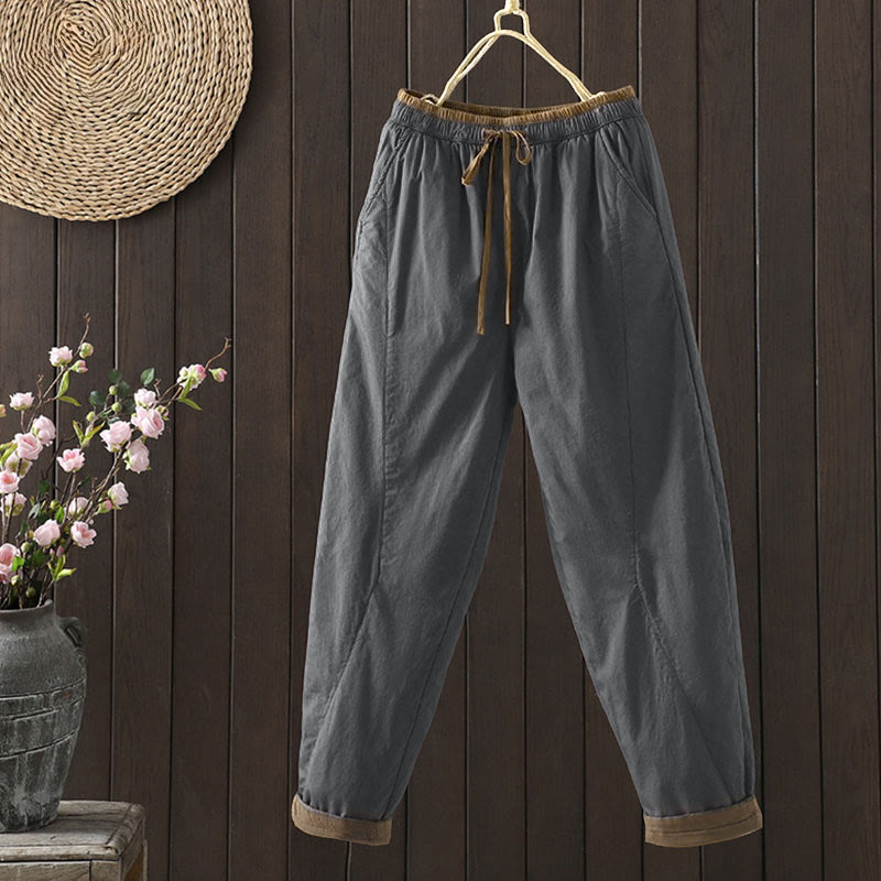 Pantaloni termici harem da donna in cotone tinta unita con tasche Buddha Stones - Grigio tenue - US8-10, UK/AU12-14, EU40-42 (2XL) - image 14