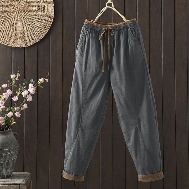 Pantaloni termici harem da donna in cotone tinta unita con tasche Buddha Stones - Grigio tenue - US8-10, UK/AU12-14, EU40-42 (2XL) - image 14