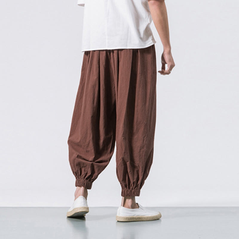 Pantaloni sportivi casual da uomo Buddha Stones in cotone tinta unita con coulisse e tasche - image 32