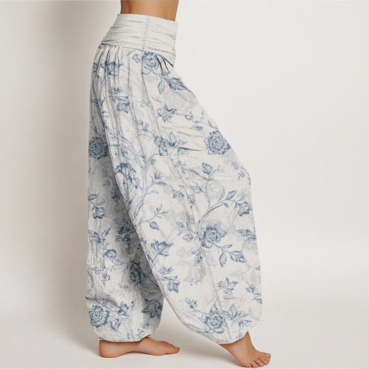 Pantaloni harem da donna con elastico in vita e motivo floreale in cotone a copertura totale Buddha Stones - image 10