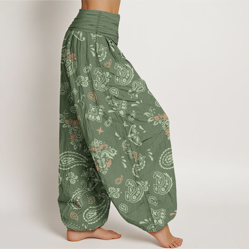 Pantaloni harem da donna con elastico in vita e motivo paisley vintage in cotone Buddha Stones - image 2