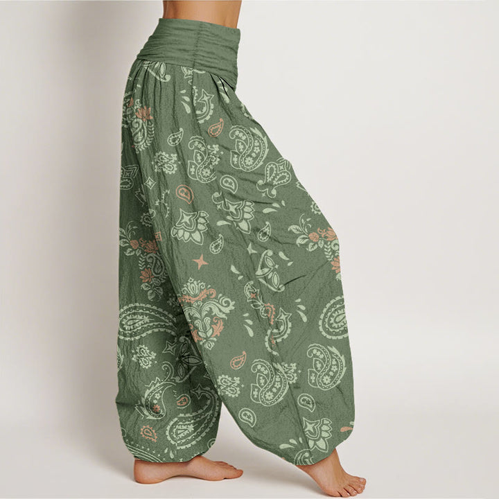 Pantaloni harem da donna con elastico in vita e motivo paisley vintage in cotone Buddha Stones - image 2