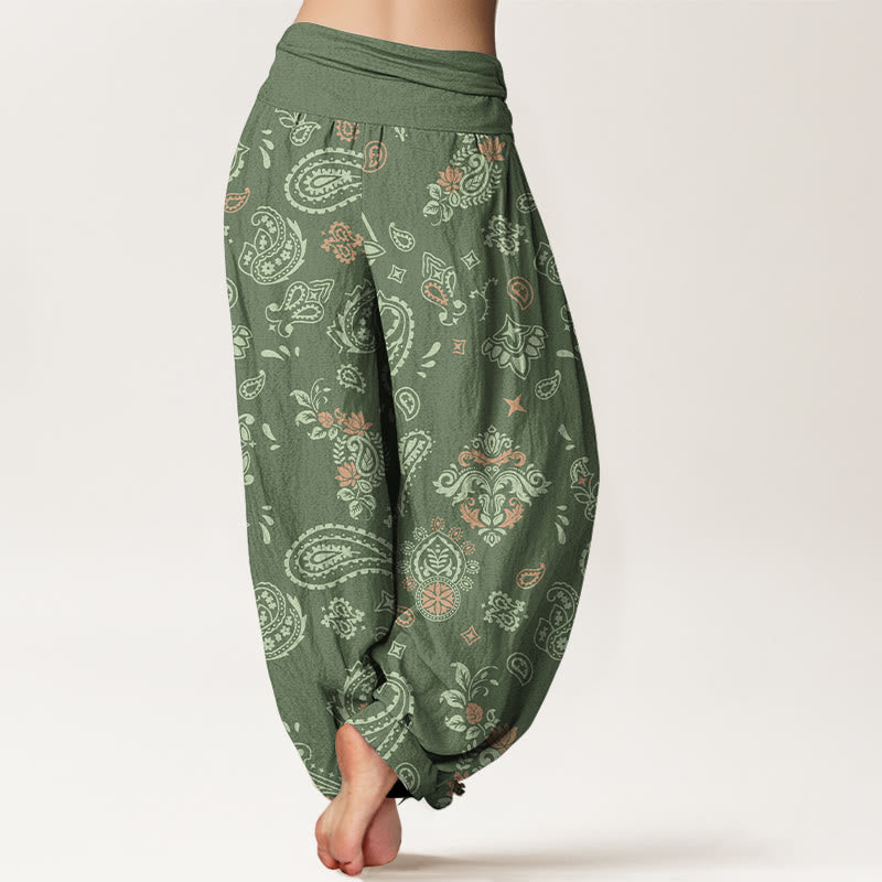 Pantaloni harem da donna con elastico in vita e motivo paisley vintage in cotone Buddha Stones - image 1