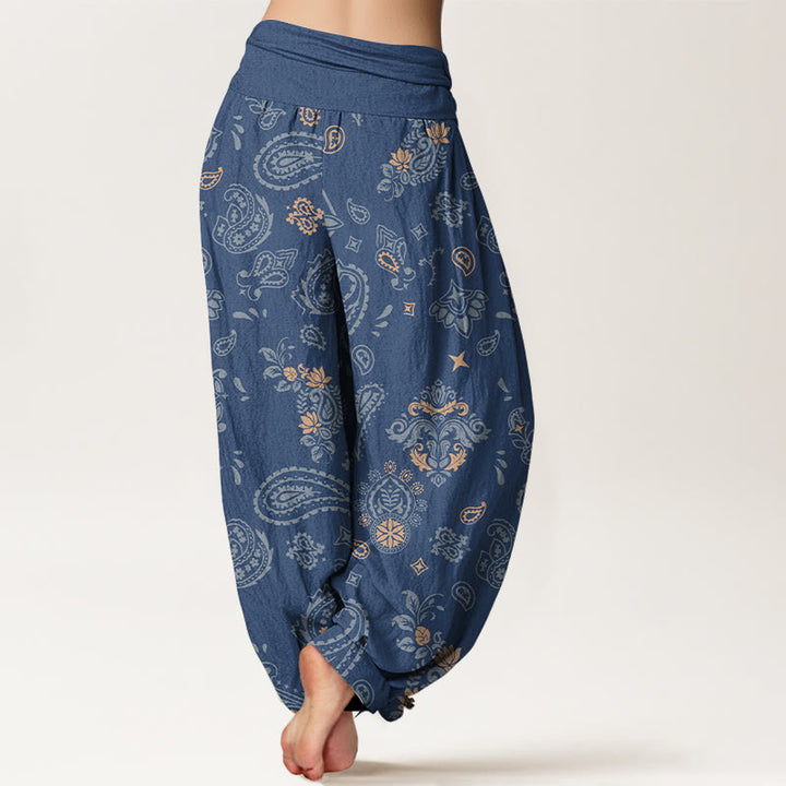 Pantaloni harem da donna con elastico in vita e motivo paisley vintage in cotone Buddha Stones - image 9