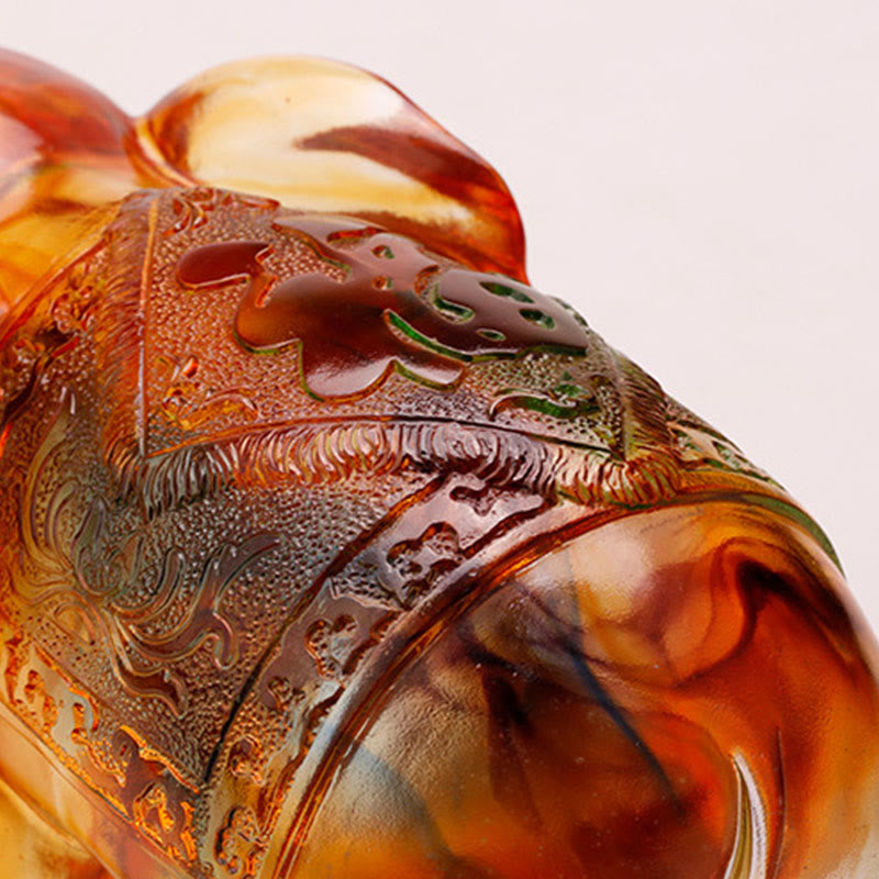 Buddha Stones fatte a mano in cristallo Liuli, pezzo d'arte raffigurante un elefante, saggezza e ricchezza, decorazione per la casa - image 3