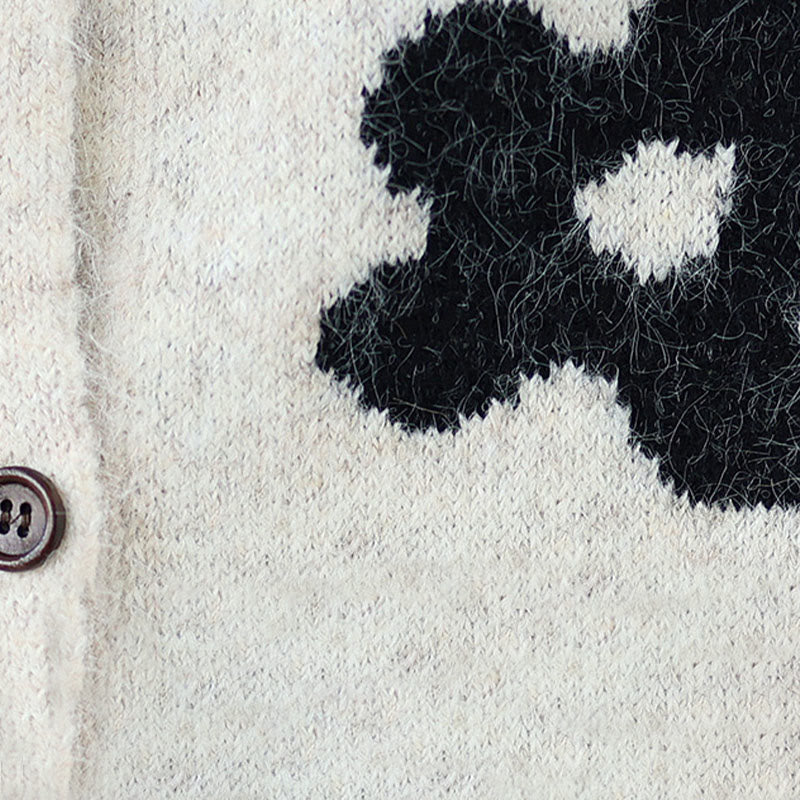 Cardigan lavorato a maglia a maniche lunghe in cotone con bottoni, fiori invernali e pietre Buddha Stones da donna - image 16