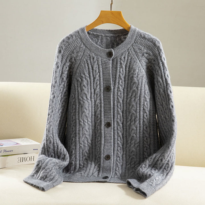 Cardigan lavorato a maglia da donna in cotone a maniche lunghe con bottoni intrecciati, casual invernale, motivo Buddha Stones - Grigio - US4, UK/AU8, EU36 (F) - image 16