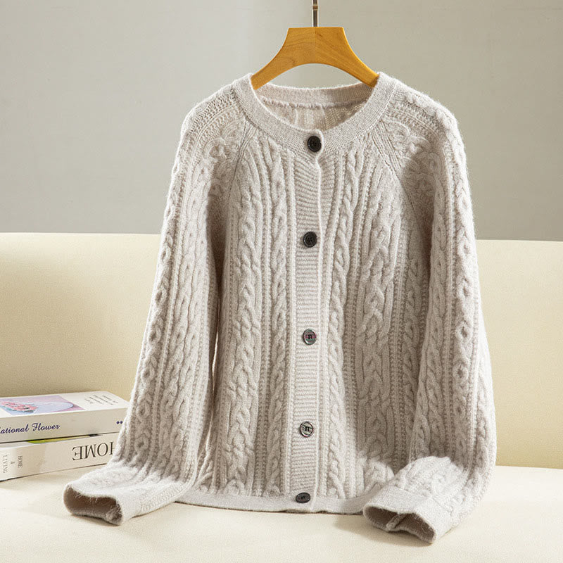Cardigan lavorato a maglia da donna in cotone a maniche lunghe con bottoni intrecciati, casual invernale, motivo Buddha Stones - Biancheria - US4, UK/AU8, EU36 (F) - image 31