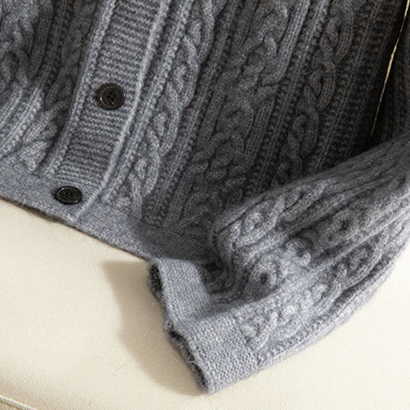 Cardigan lavorato a maglia da donna in cotone a maniche lunghe con bottoni intrecciati, casual invernale, motivo Buddha Stones - image 26