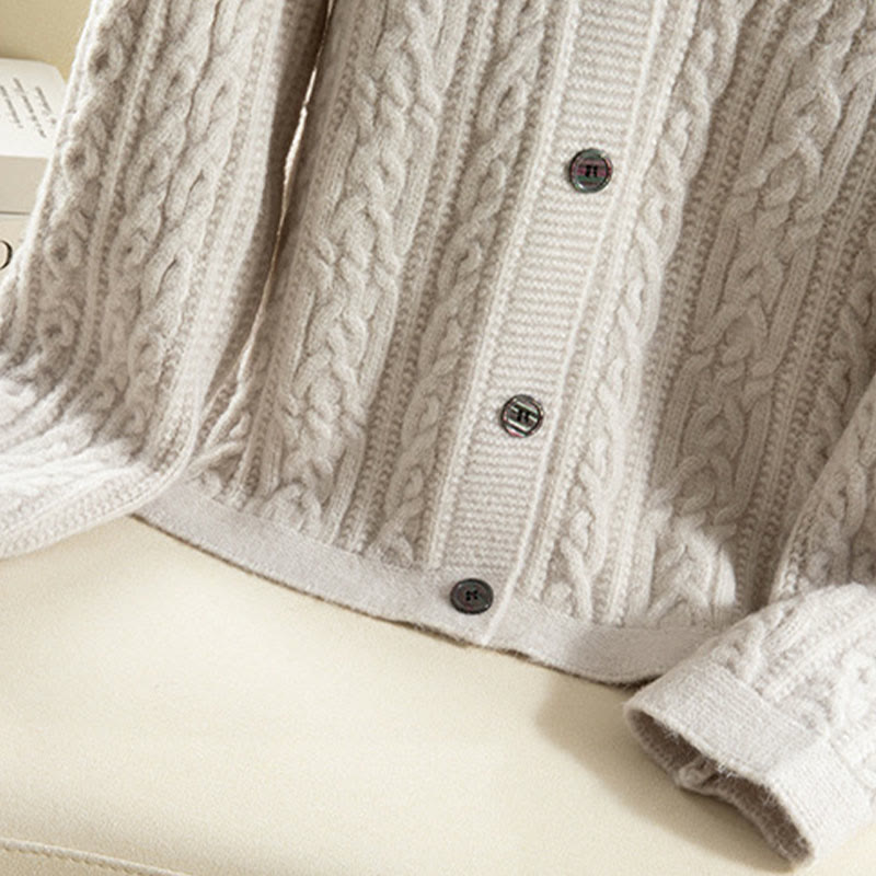 Cardigan lavorato a maglia da donna in cotone a maniche lunghe con bottoni intrecciati, casual invernale, motivo Buddha Stones - image 37