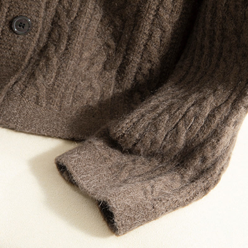 Cardigan lavorato a maglia da donna in cotone a maniche lunghe con bottoni intrecciati, casual invernale, motivo Buddha Stones - image 9