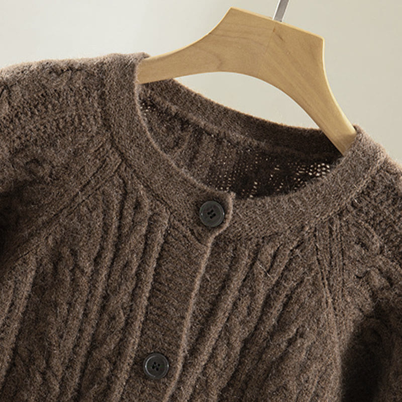 Cardigan lavorato a maglia da donna in cotone a maniche lunghe con bottoni intrecciati, casual invernale, motivo Buddha Stones - image 2