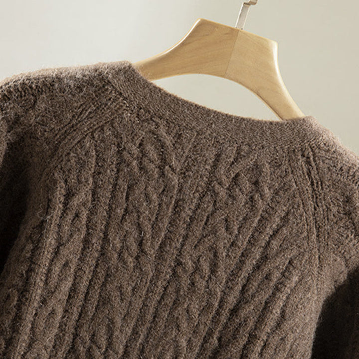 Cardigan lavorato a maglia da donna in cotone a maniche lunghe con bottoni intrecciati, casual invernale, motivo Buddha Stones - image 5