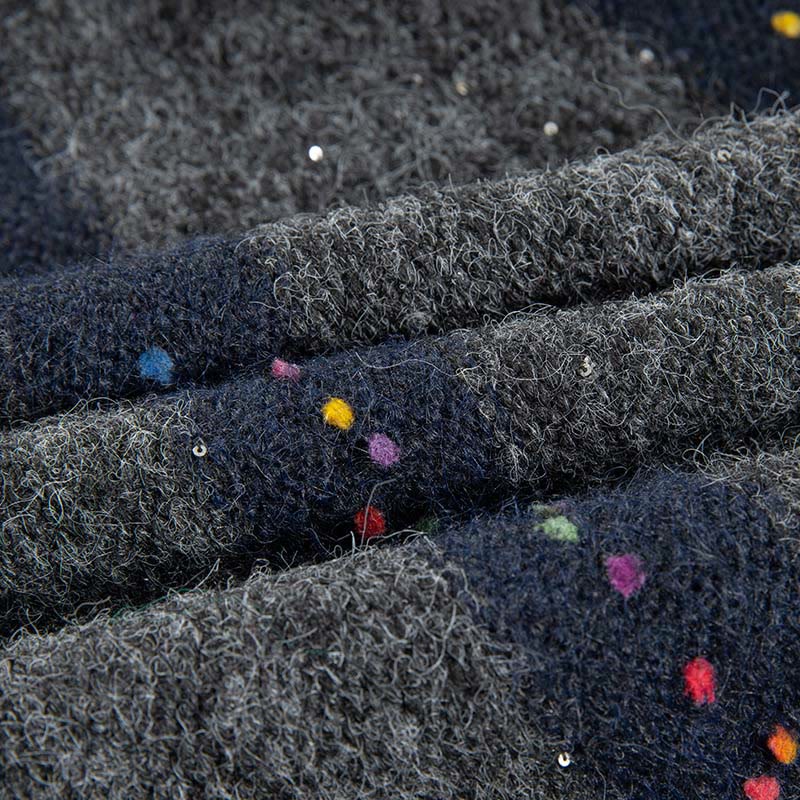 Maglione da donna in cotone con scollo rotondo e maniche lunghe, motivo a strisce invernali Buddha Stones - image 31