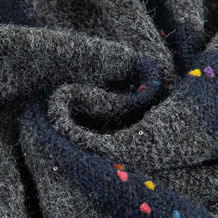 Maglione da donna in cotone con scollo rotondo e maniche lunghe, motivo a strisce invernali Buddha Stones - image 32