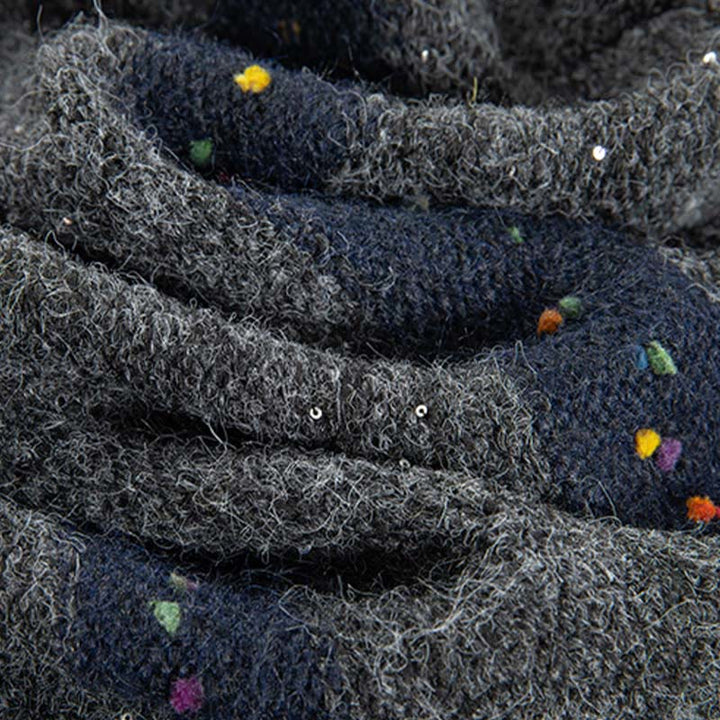 Maglione da donna in cotone con scollo rotondo e maniche lunghe, motivo a strisce invernali Buddha Stones - image 33