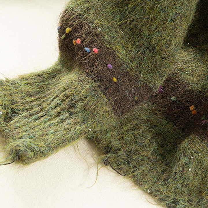 Maglione da donna in cotone con scollo rotondo e maniche lunghe, motivo a strisce invernali Buddha Stones - image 10