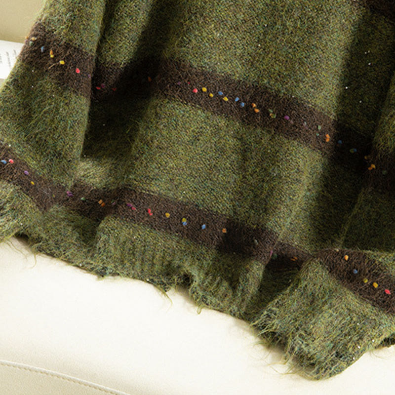 Maglione da donna in cotone con scollo rotondo e maniche lunghe, motivo a strisce invernali Buddha Stones - image 6