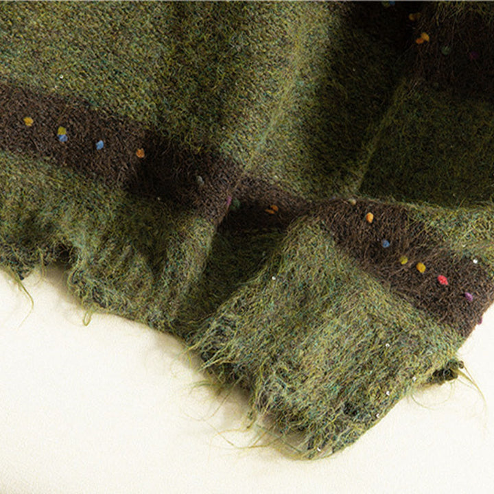 Maglione da donna in cotone con scollo rotondo e maniche lunghe, motivo a strisce invernali Buddha Stones - image 12