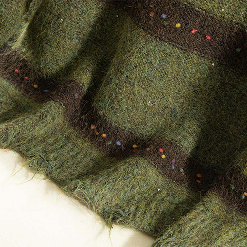 Maglione da donna in cotone con scollo rotondo e maniche lunghe, motivo a strisce invernali Buddha Stones - image 8