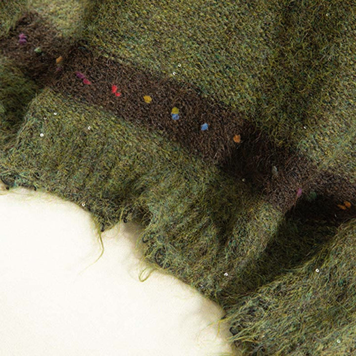 Maglione da donna in cotone con scollo rotondo e maniche lunghe, motivo a strisce invernali Buddha Stones - image 9