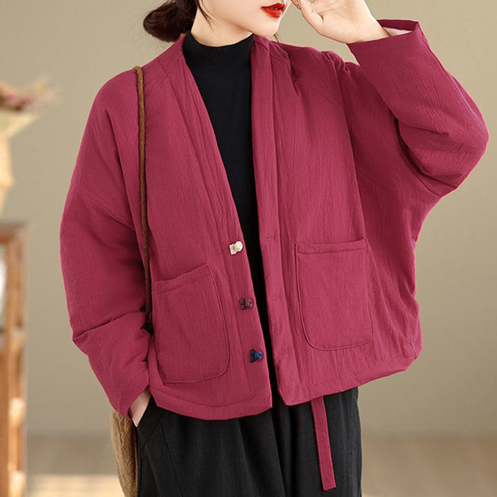 Giacca termica invernale da donna in cotone a maniche lunghe Buddha Stones con tasche - Rosso viola pallido - US14, UK/AU18, EU46 (2XL) - image 7