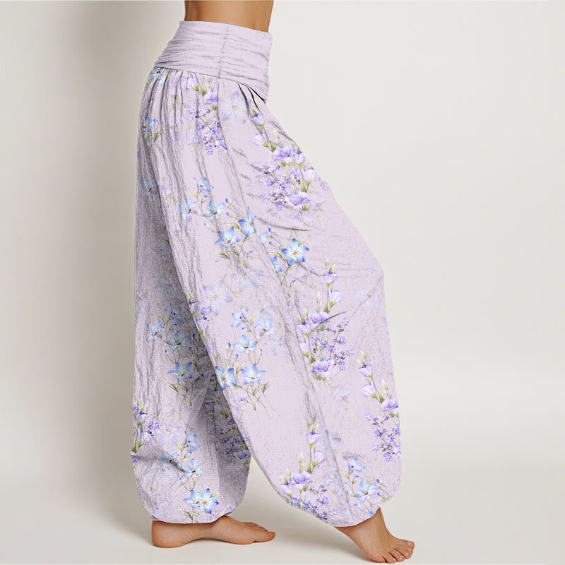 Pantaloni harem da donna con elastico in vita, in cotone, a forma di stella, a forma di tromba, con motivo floreale, motivo Buddha Stones - image 10