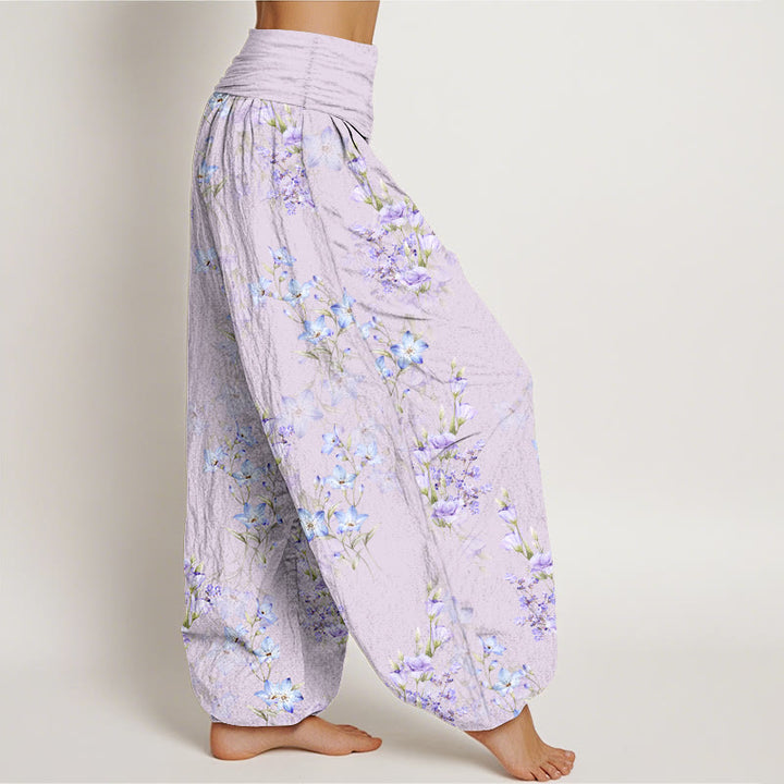 Pantaloni harem da donna con elastico in vita, in cotone, a forma di stella, a forma di tromba, con motivo floreale, motivo Buddha Stones - image 10