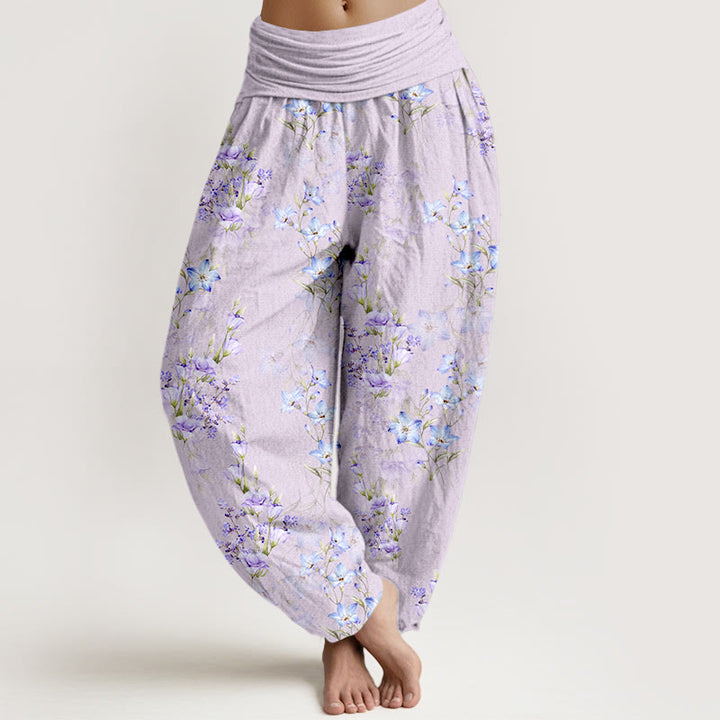 Pantaloni harem da donna con elastico in vita, in cotone, a forma di stella, a forma di tromba, con motivo floreale, motivo Buddha Stones - Prugna - US16, UK/AU20, EU48 (3XL) - image 8