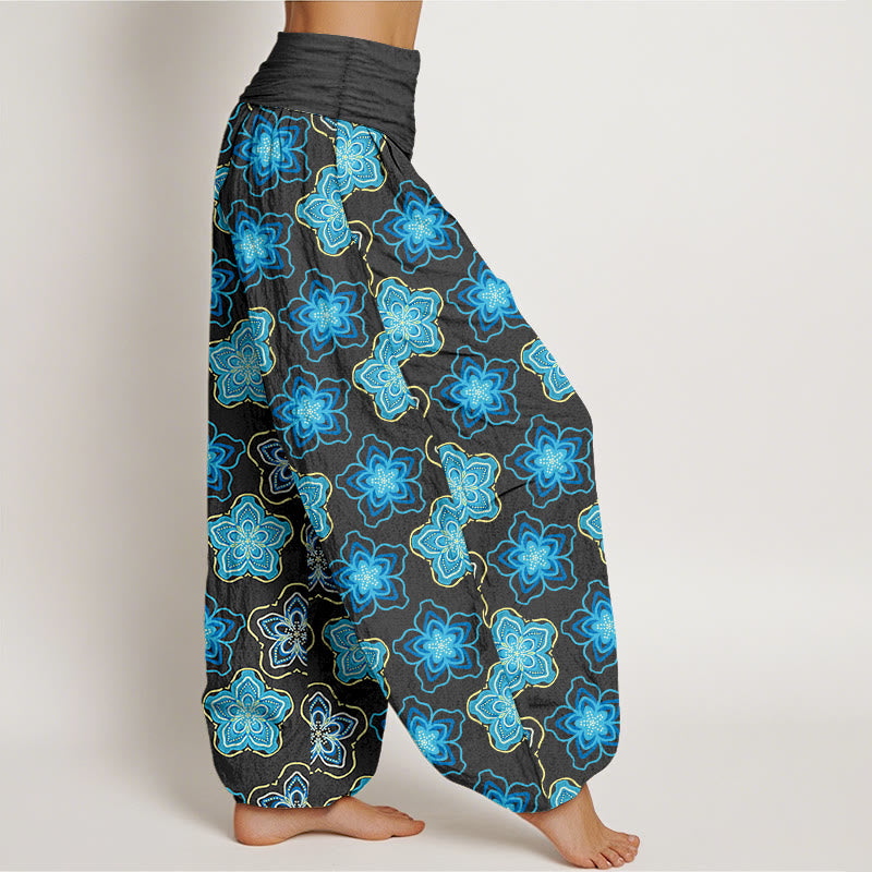 Pantaloni harem da donna con elastico in vita e motivo floreale a cinque petali in cotone con motivo Buddha Stones - image 7