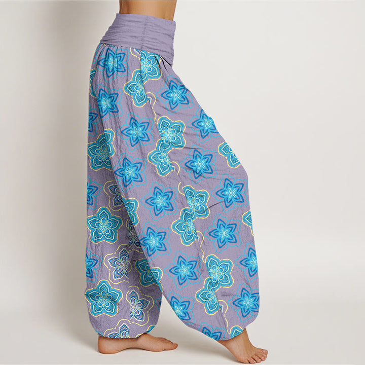 Pantaloni harem da donna con elastico in vita e motivo floreale a cinque petali in cotone con motivo Buddha Stones - image 10